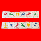 All 12 zines for each zodiac signs are sprawled out. 