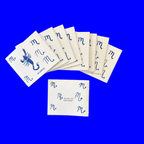 Small 12-page paper booklet (zine) with a print of a scorpio, Scorpio on display, 4.25 inch by 3.66 inch dimension. 